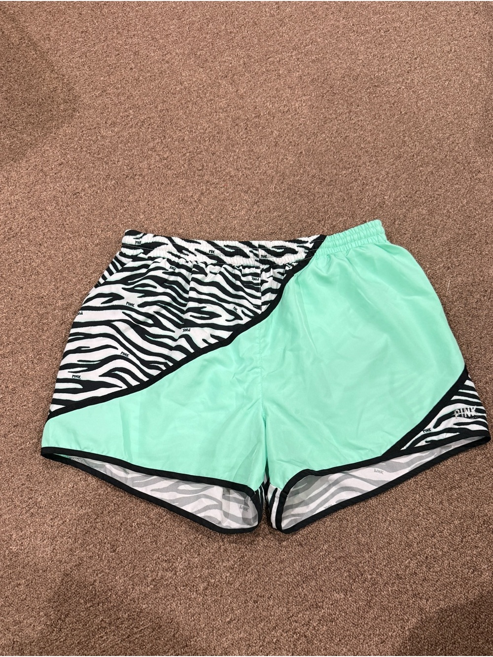 PINK Victoria's Secret Mint Zebra-Accent Athletic Shorts
